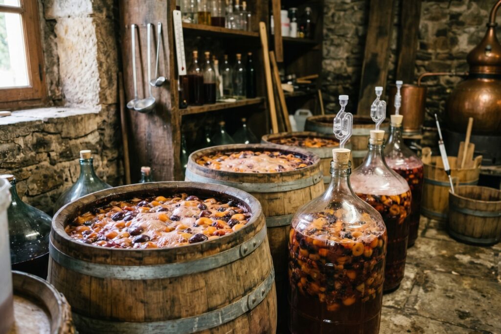 Temps de fermentation des fruits avant distillation
