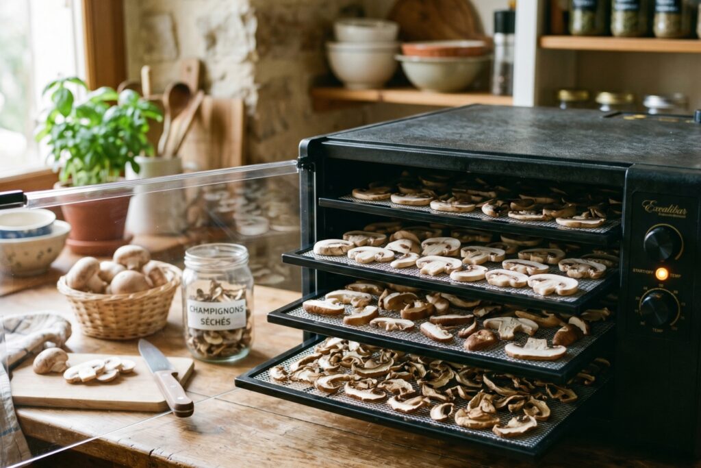 Temps de séchage des champignons au déshydrateur